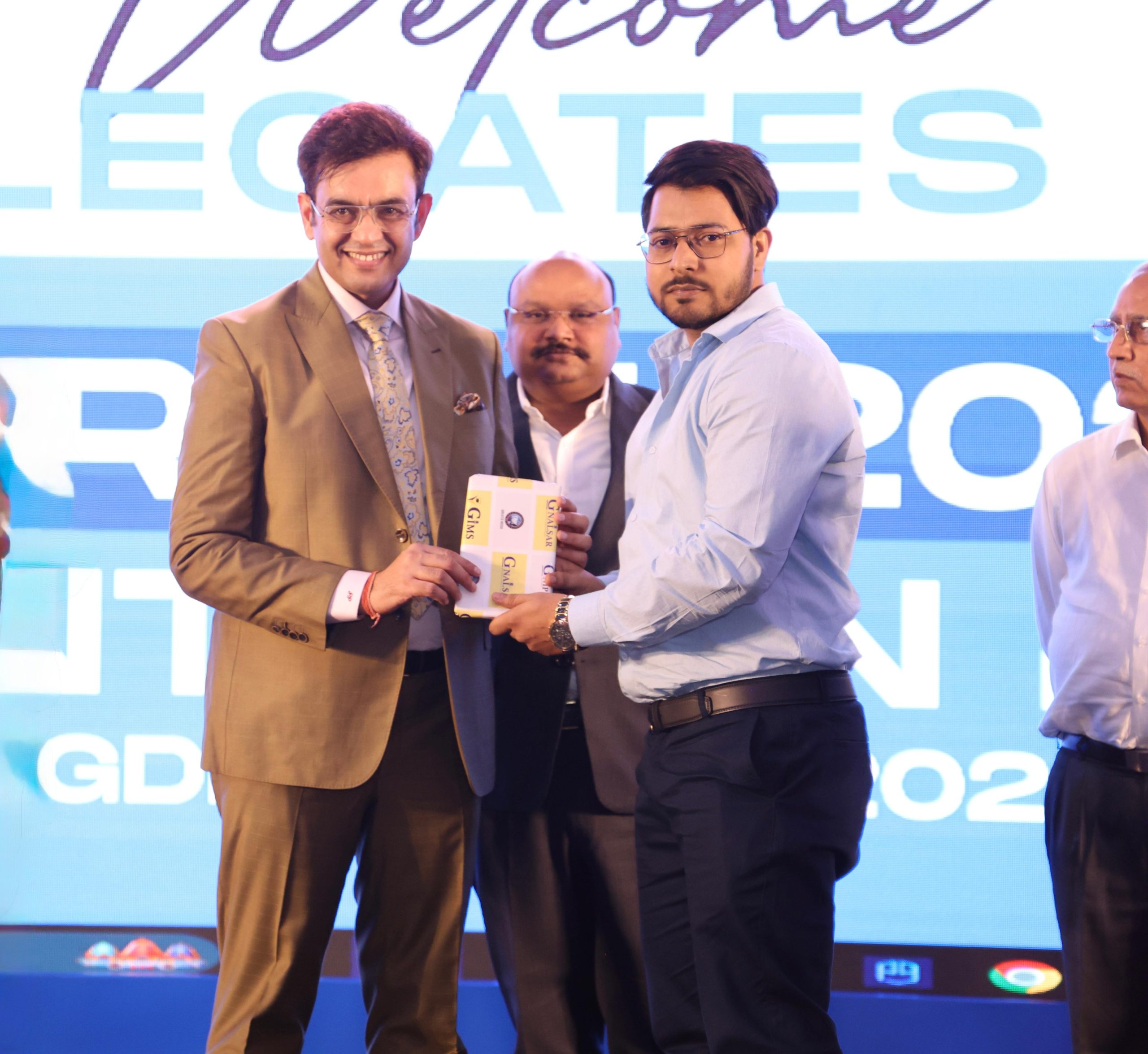 Award presentation on stage